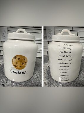 Rae Dunn Ceramic Cookie Jar with Painted Cookie